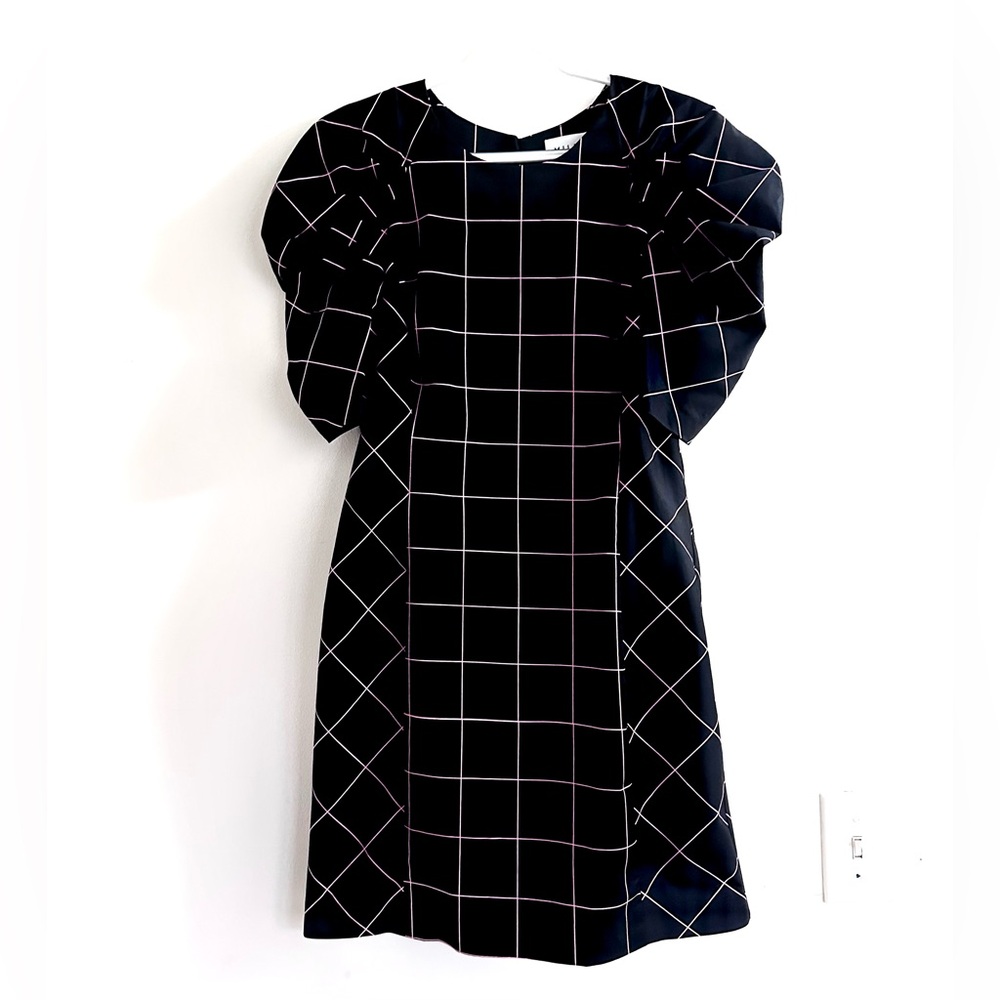 MILLY Aria dress in black & pink window-pane plaid size 6 - Picture 2 of 11